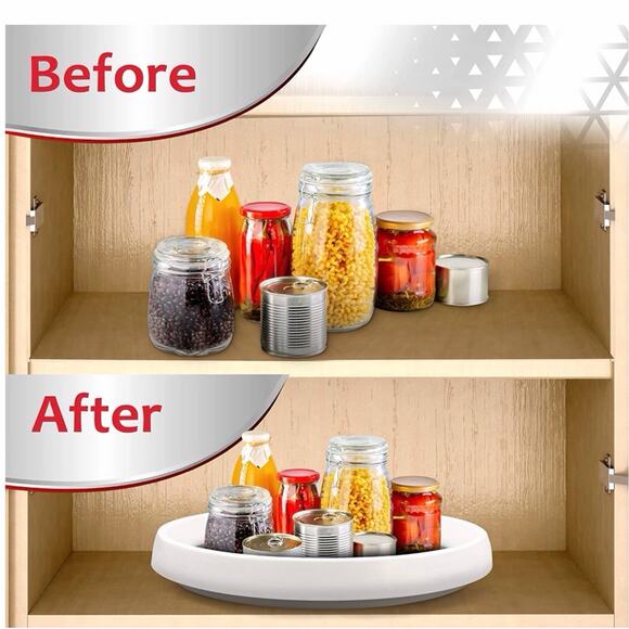 NWT Ram Pro Lazy Susans Non Skid set of 2 Organize Closet or Cabinet White Gray - Picture 4 of 16